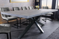 GALAXIE Solid industrial dining table 200cm gray anthracite mango wood sandblasted metal