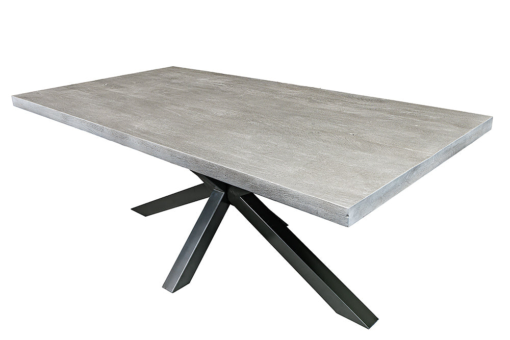 GALAXIE Solid industrial dining table 200cm gray anthracite mango wood sandblasted metal