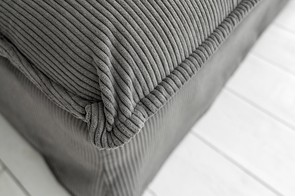 Großes Ecksofa HEAVEN 255cm grau Cord Federkern inkl. Kissen