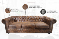 Chesterfield 2 seater sofa 150cm antique brown with button stitching and spring core