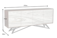 MOUNTAIN SOUL Massivholz Sideboard 175cm echter Naturstein weiß Akazie Marmor-Design