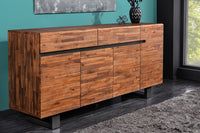 GENESIS Massives Sideboard 170cm braun geflammt Akazienholz Metall Industrial Design