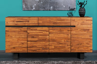 GENESIS Massives Sideboard 170cm braun geflammt Akazienholz Metall Industrial Design