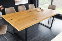 LOFT Modern dining table 160cm oak wood design black metal legs sled base industrial