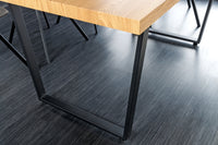 LOFT Modern dining table 160cm oak wood design black metal legs sled base industrial