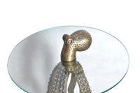 Runder Beistelltisch WILDLIFE OCTOPUS 70cm messing gold Metall Glas Skulptur handmade