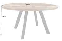 IRON CRAFT Solid dining table 145cm natural round mango wood metal industrial design