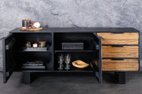 Massivholz Sideboard BARRACUDA 150cm Teak Mango schwarz Metall recycelt