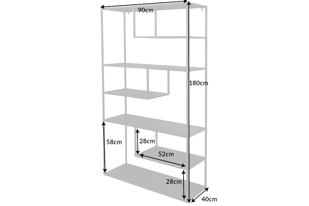 SNAKE Design shelf 165cm oak look bookcase with five shelves