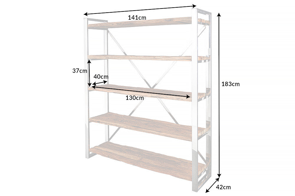 SNAKE Design shelf 165cm oak look bookcase with five shelves