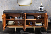 GATSBY Design Sideboard 160cm braun gold Mangoholz Marmor Metallgestell