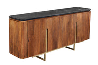 GATSBY Design Sideboard 160cm braun gold Mangoholz Marmor Metallgestell