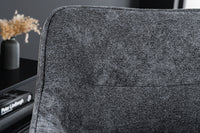 VERONA Drehbarer Stuhl champagner Strukturstoff mit Armlehne Metallbeine schwarz