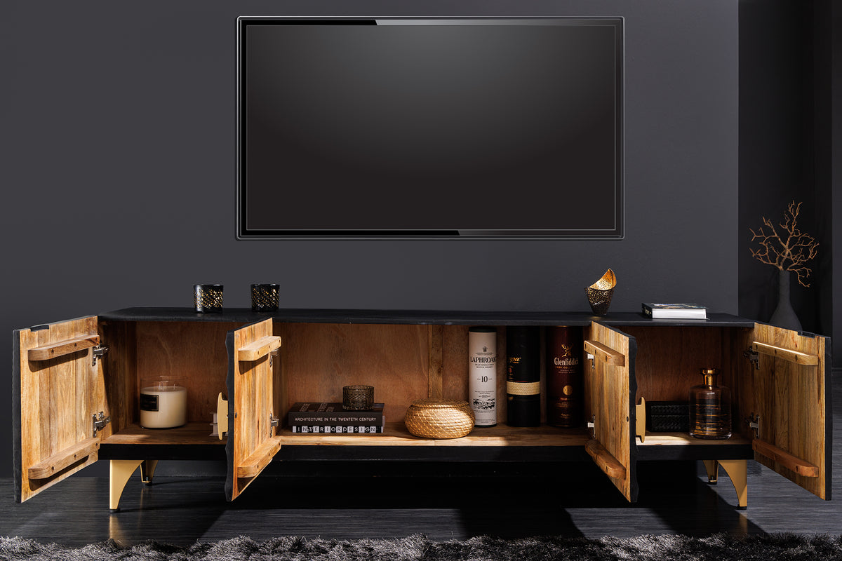 AMAZONAS Solid TV lowboard 160cm brown sheesham wood with tree edge