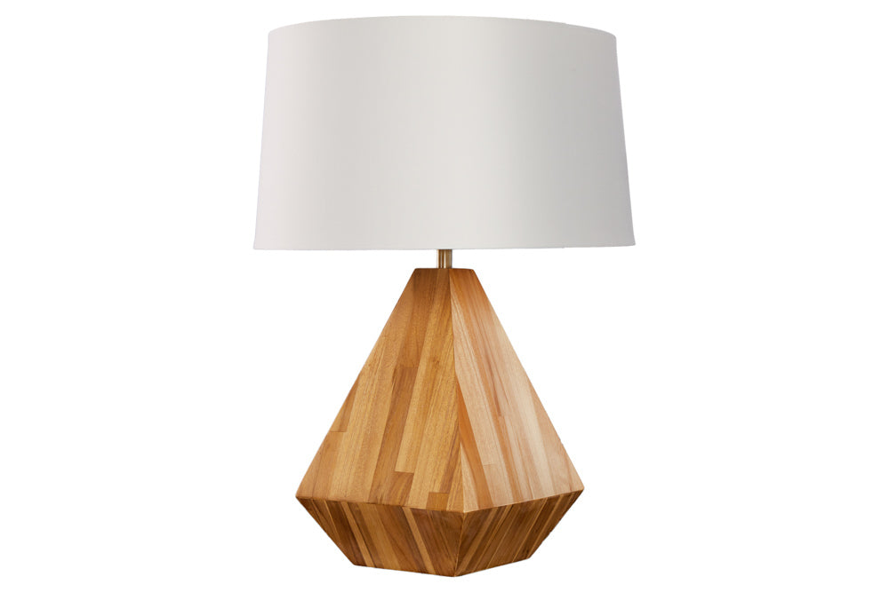 Massivholz Tischlampe DIAMOND 65cm Teak natur weiß modern handmade