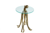 Runder Beistelltisch WILDLIFE OCTOPUS 70cm messing gold Metall Glas Skulptur handmade