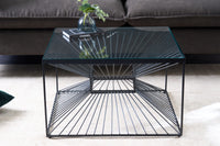 Abstrakter Couchtisch ILLUSION 60cm schwarz Metall Glas handmade modernes Design