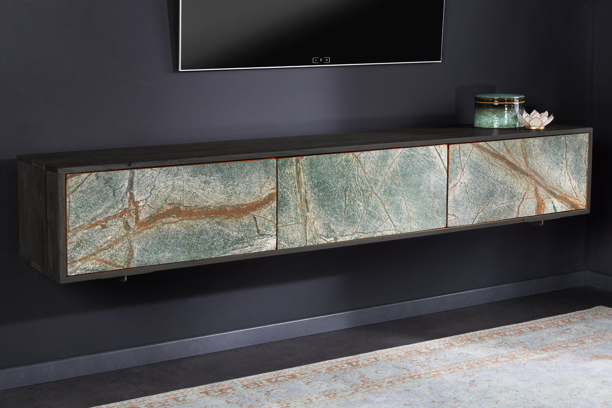 MOUNTAIN SOUL design TV board 160cm hanging marble stone veneer acacia wood