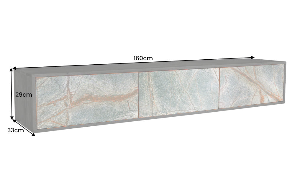 MOUNTAIN SOUL design TV board 160cm hanging marble stone veneer acacia wood