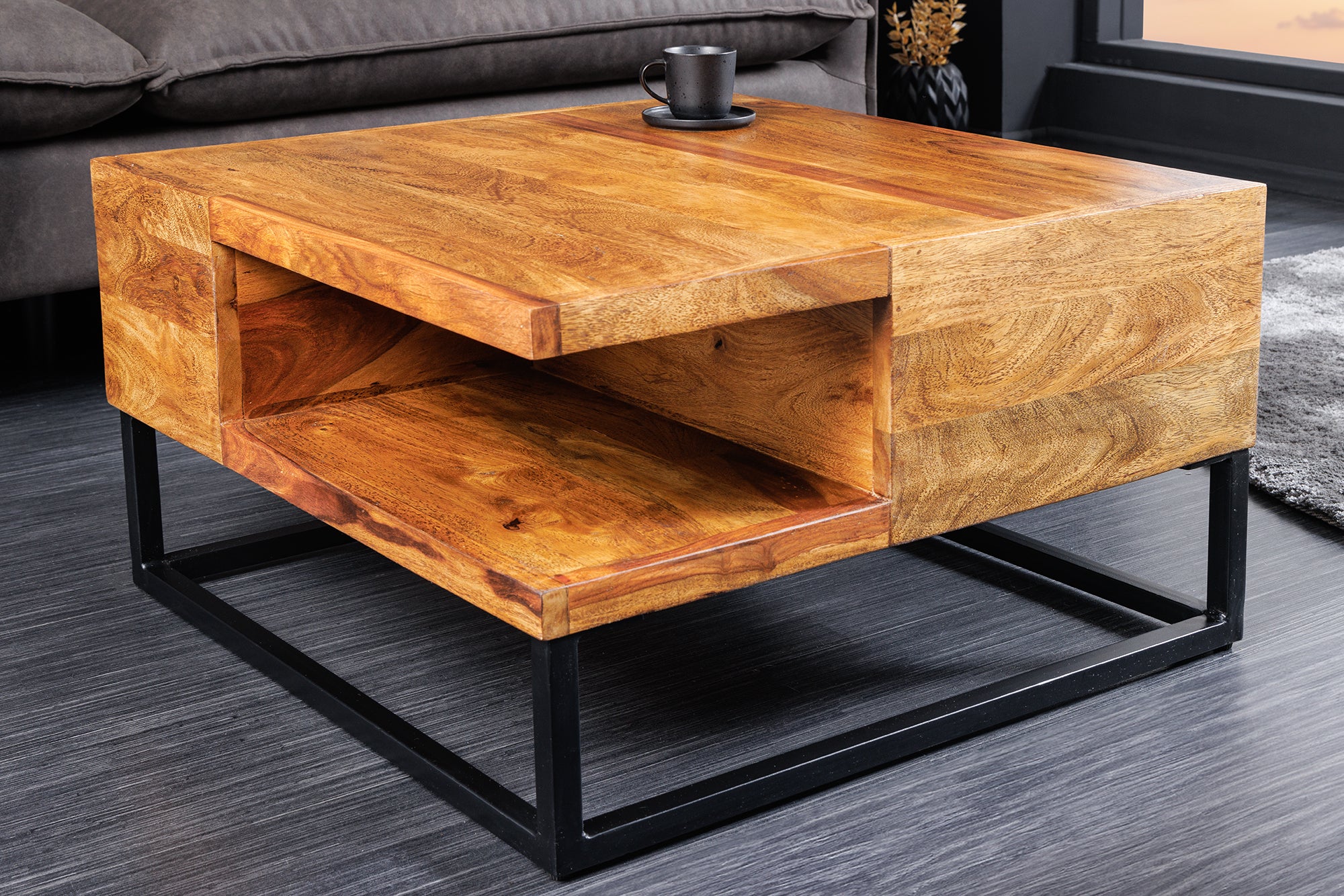 Industrial side table with storage discount