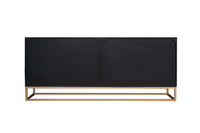 ZEN CIRCLES  Massives Sideboard 180cm weiß schwarz gold Mangoholz 3D-Design