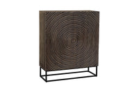 Massivholz Highboard ZEN CIRCLES 120cm weiß schwarz Mangoholz 3D-Design Metall gold