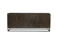 Massives Sideboard ZEN CIRCLES 180cm dunkelbraun Mangoholz 3D-Design