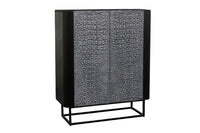 Handgefertigtes Highboard CROCO 120cm Mangoholz massiv 3D-Design