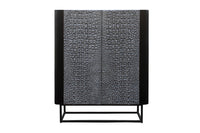 Handgefertigtes Highboard CROCO 120cm Mangoholz massiv 3D-Design