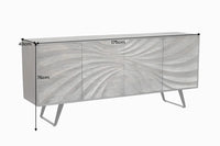 Massivholz Sideboard HURRICANE 175cm Akazie 3D-Design