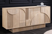 ART DECO Design Sideboard  170cm weiß gekälkt Mangoholz massiv 3D-Front