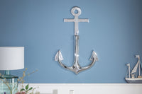 Maritime Wanddekoration SEVEN SEAS 70cm silber 3D Anker