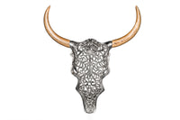 Extravagante Wanddekoration EXOTIC BULL 57cm silber Mangoholz Stierkopf