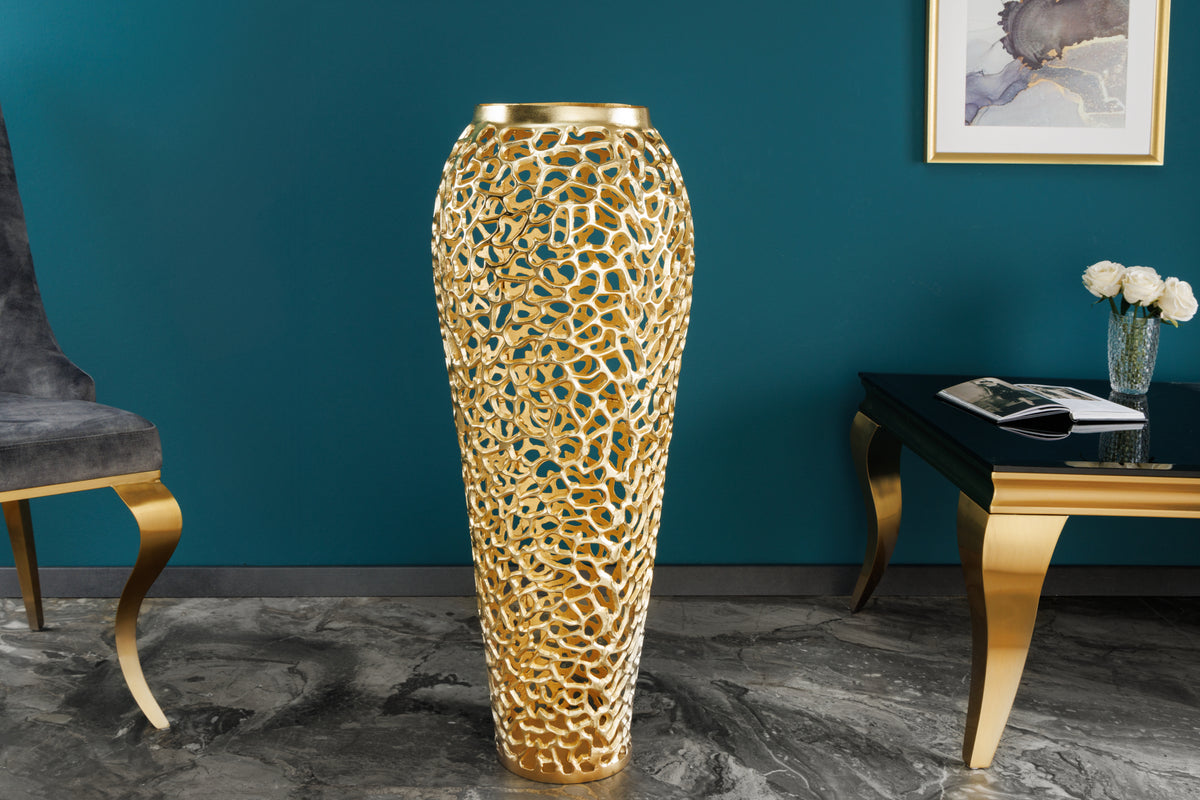 Filigrane Design XXL Vase ABSTRACT LEAF gold Handarbeit