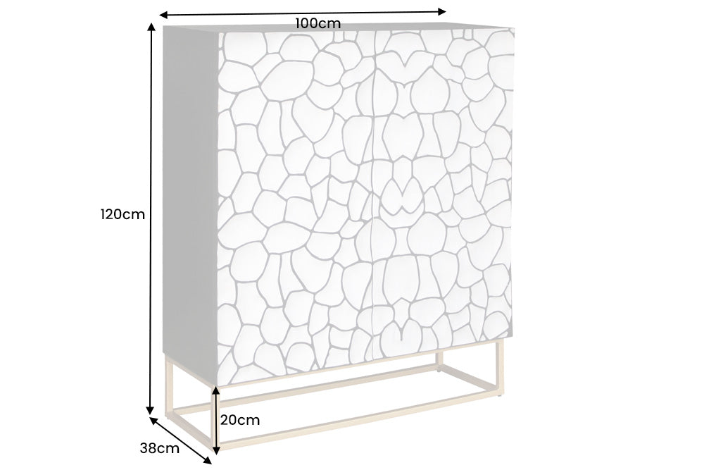 Massivholz Highboard VULCANO 120cm Mangoholz handmade Metallgestell