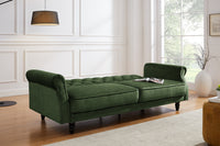 MAISON BELLE AFFAIRE Chesterfield 3-seater sofa 220cm gray velvet 3-seater with sleeping function