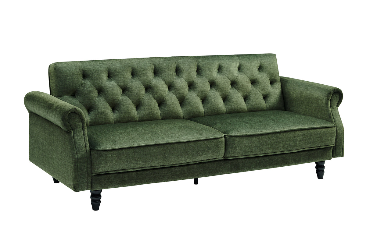 MAISON BELLE AFFAIRE Chesterfield 3-seater sofa 220cm gray velvet 3-seater with sleeping function