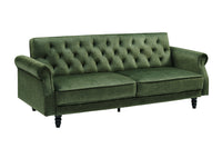 MAISON BELLE AFFAIRE Chesterfield 3-seater sofa 220cm gray velvet 3-seater with sleeping function