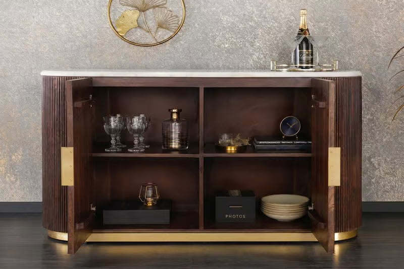 SCORPION Solid sideboard 140cm brown mango wood elaborate 3D carvings