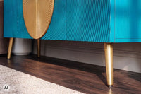 Massives Sideboard AURUM 180cm Mangoholz mit ikonischem Gold-Element