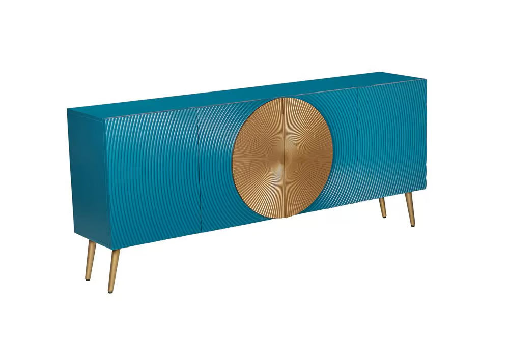 Massives Sideboard AURUM 180cm Mangoholz mit ikonischem Gold-Element