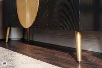 Massives Sideboard AURUM 180cm Mangoholz mit ikonischem Gold-Element
