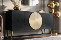 Massives Sideboard AURUM 180cm Mangoholz mit ikonischem Gold-Element