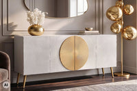 Massives Sideboard AURUM 180cm Mangoholz mit ikonischem Gold-Element