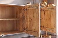 Massives Sideboard AURUM 180cm Mangoholz mit ikonischem Gold-Element