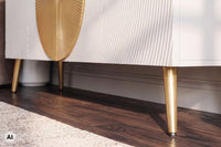 Massives Sideboard AURUM 180cm Mangoholz mit ikonischem Gold-Element
