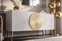 Massives Sideboard AURUM 180cm Mangoholz mit ikonischem Gold-Element