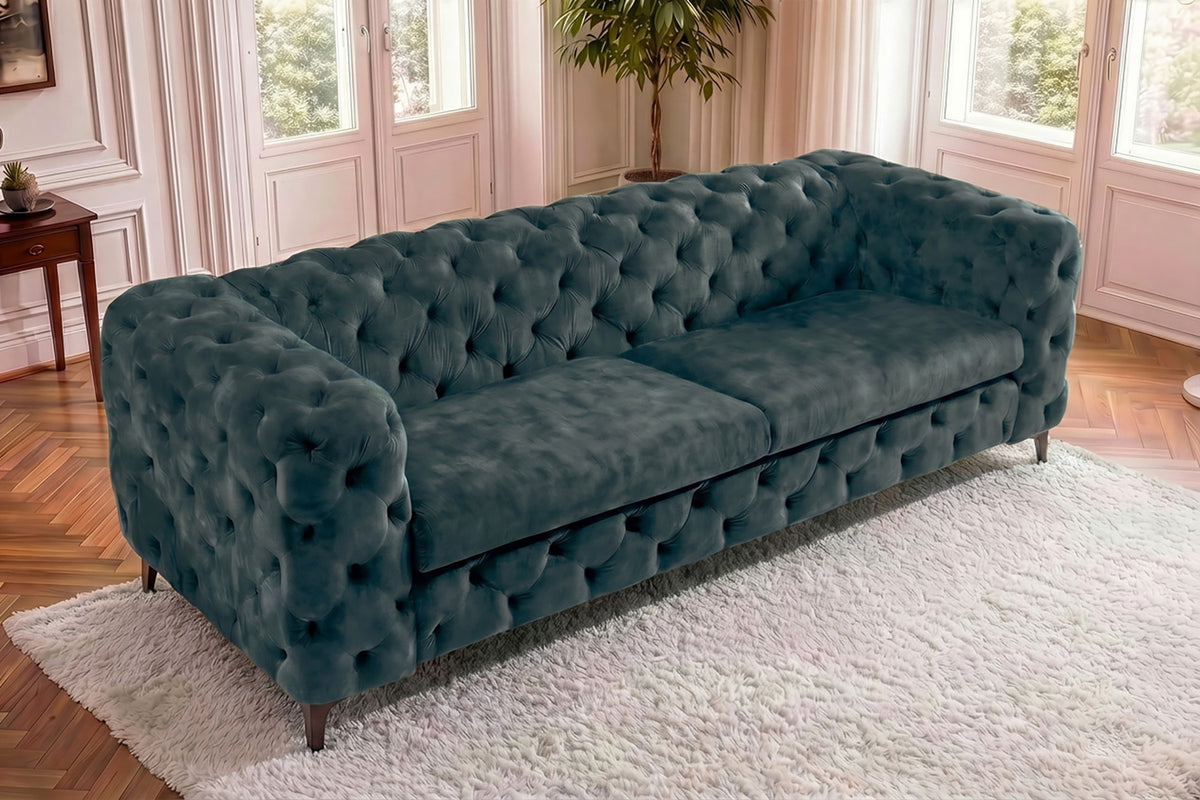 Chesterfield Sofa MODERN BAROCK 235cm Samt 3-Sitzer Couch Federkern
