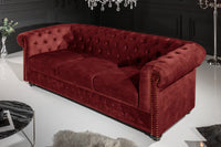 CHESTERFIELD Barock Sofa  205cm Samt Federkern Knopfheftung 3-Sitzer Couch
