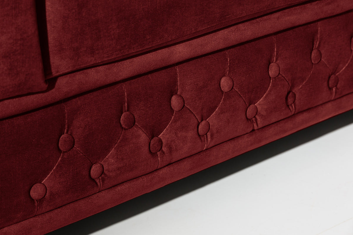 CHESTERFIELD Barock Sofa  205cm Samt Federkern Knopfheftung 3-Sitzer Couch